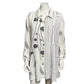 North Style White With Black Geometric Patterns Button Front Shirt Sz-1X