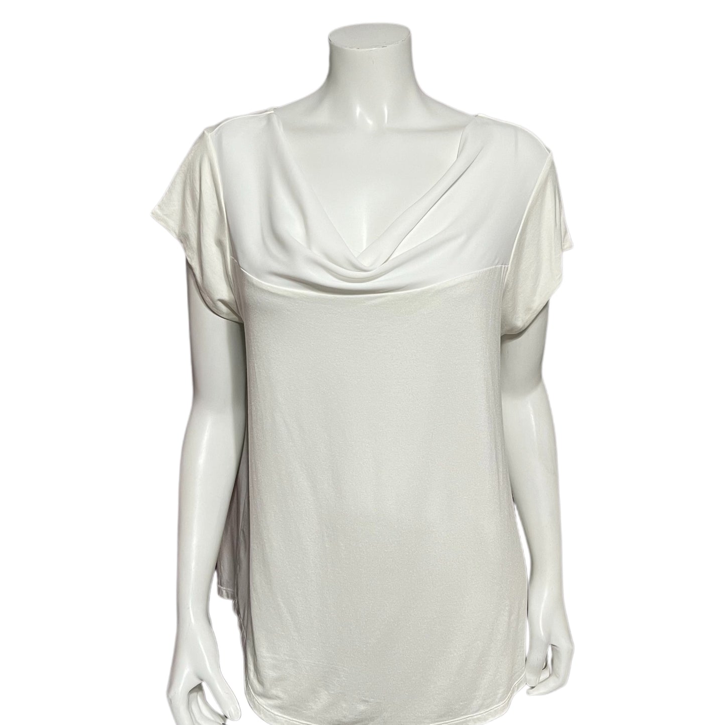 Banana Republic White Sheer Cowl Neck T-Shirt Sz-XL