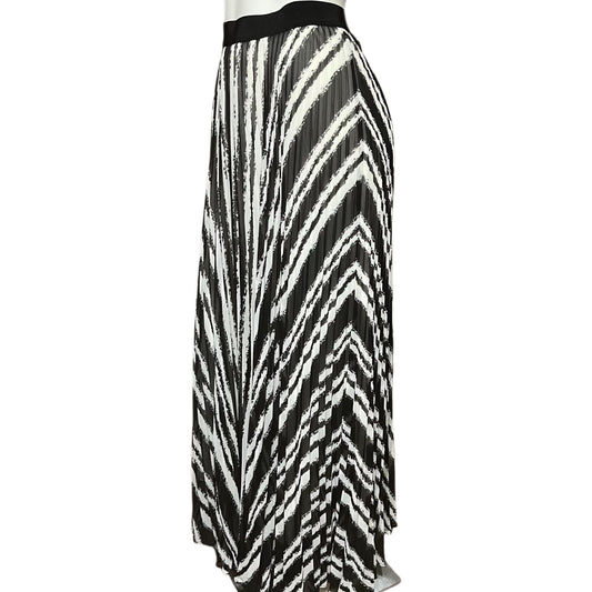 Ann Taylor Black White Pleated Maxi Skirt Sz-Medium/Large