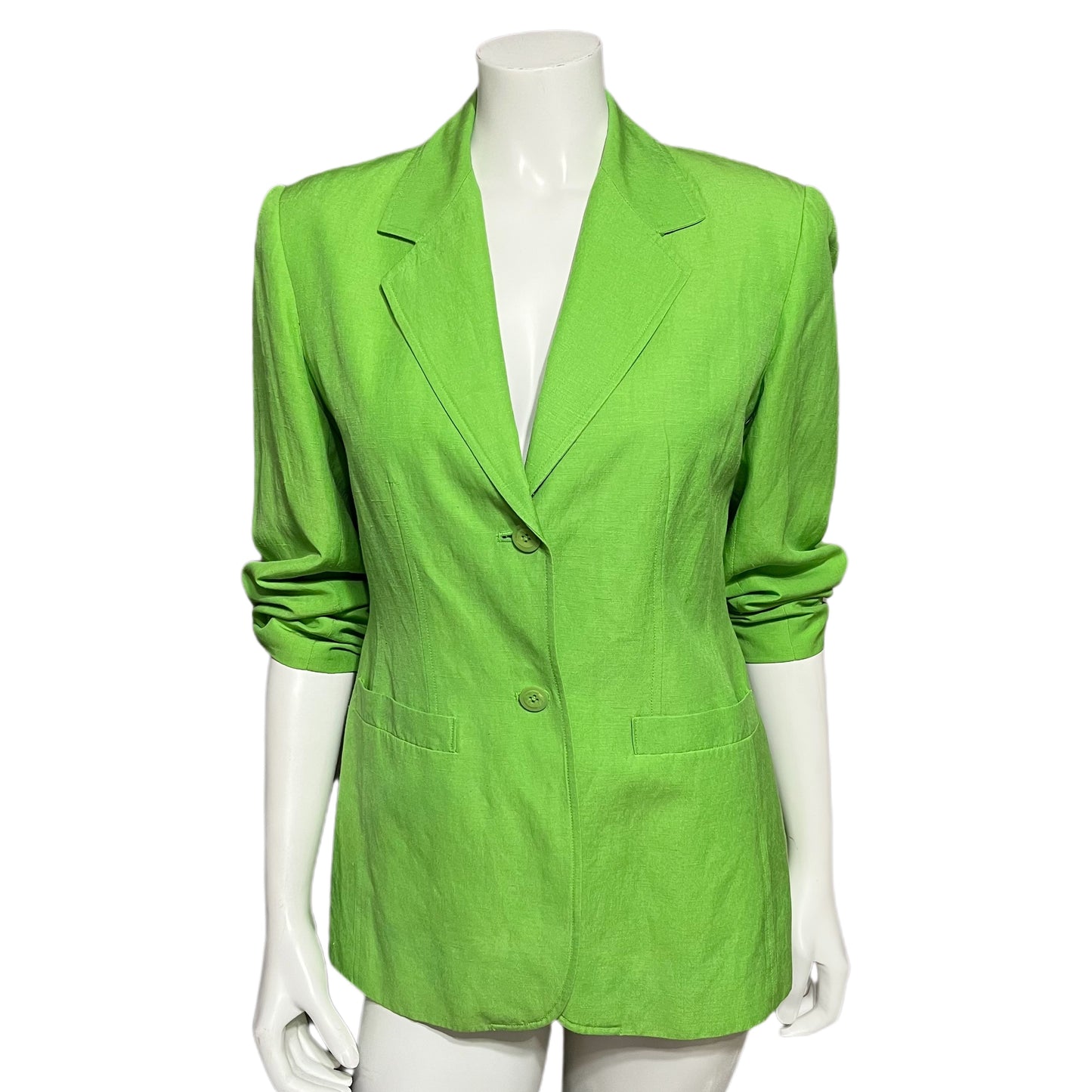 Classiques Entier Lime Green Silk Linen Blazer Sz-Small