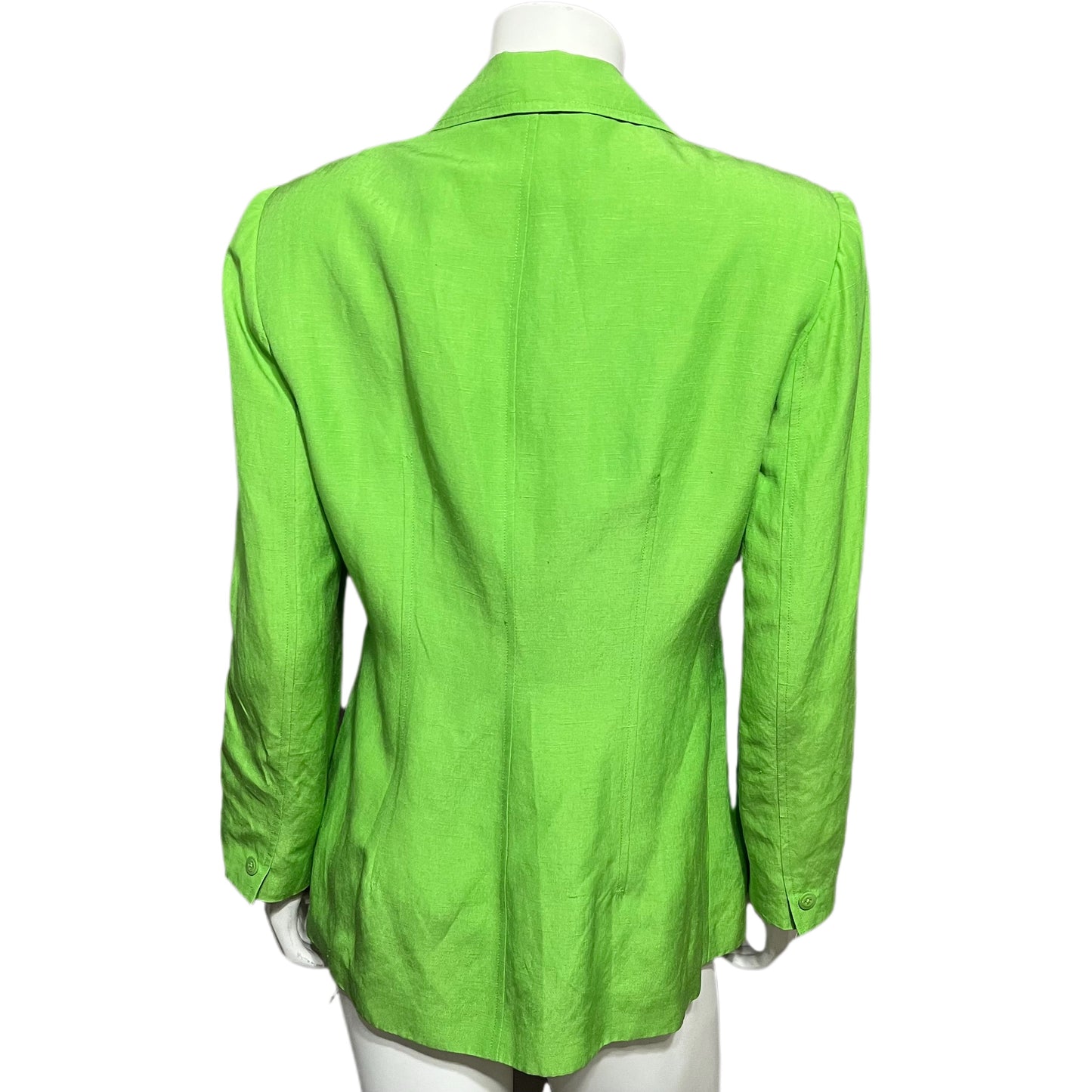 Classiques Entier Lime Green Silk Linen Blazer Sz-Small