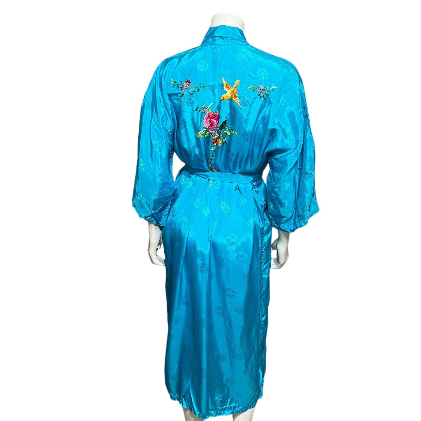 Golden Bee Turquoise With Floral Embroidered Robe Sz-Large #20