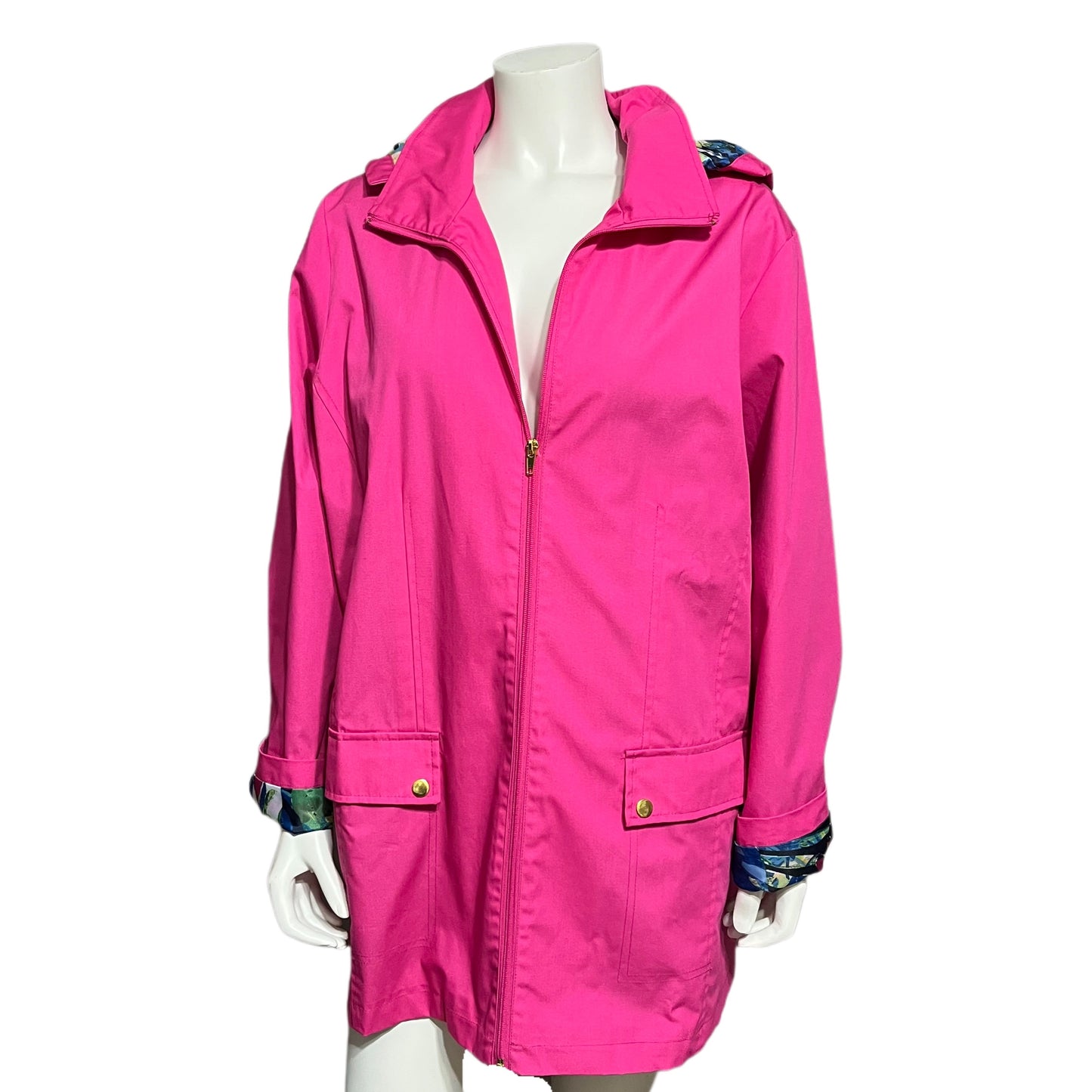 Blair Pink With Floral Lining Rain Coat Sz-XL #48