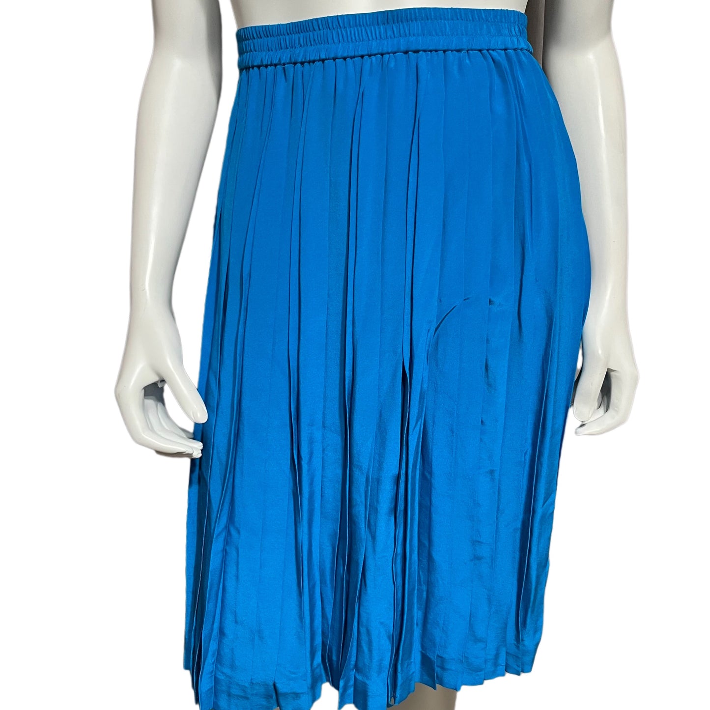 Diane Von Furstenburg Blue Silk Pleated Skirt Sz-Medium #37