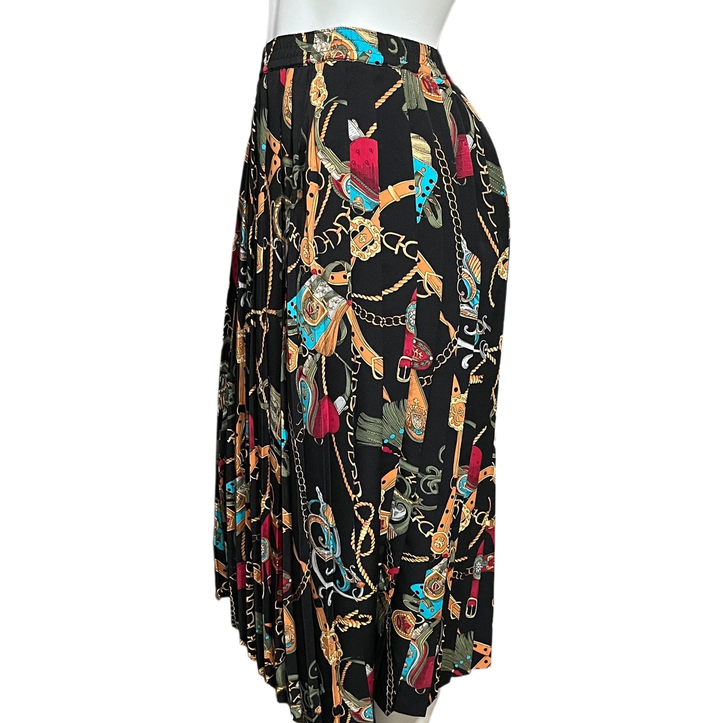 Vintage Alfred Dunner Chain & Belt Pleated Skirt Sz-14