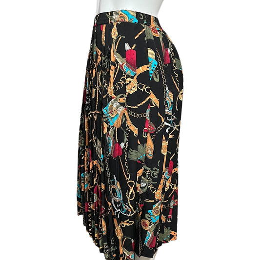 Vintage Alfred Dunner Chain & Belt Pleated Skirt Sz-14