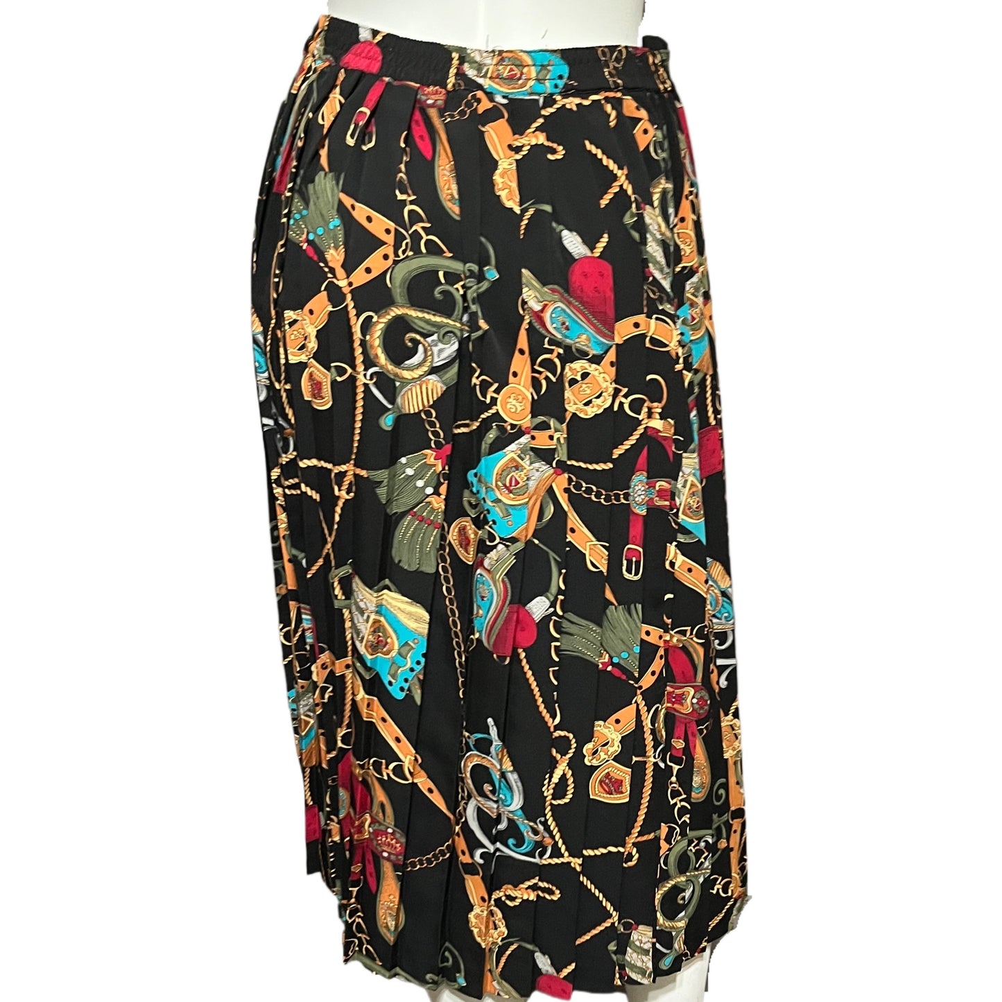 Vintage Alfred Dunner Chain & Belt Pleated Skirt Sz-14