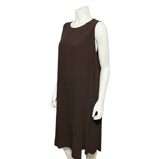 Eileen Fisher Chocolate Brown Overlay Shift Dress Sz-Large