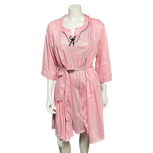 Lati Fashion Intimates Pink Polka Dot Robe Sz-Large