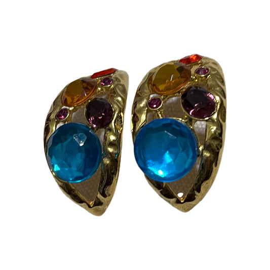 Jeweled Multicolored Pierce Back Earrings