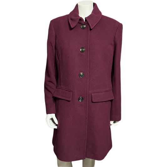 Lands End Burgundy Wool Blend Coat Sz-16W