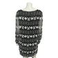 Papell Boutique 100% Silk Black With White Beaded Tunic Top Sz-Large