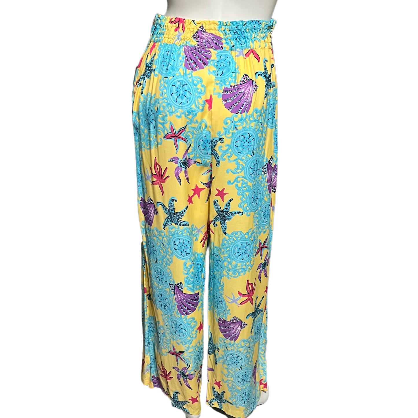 Vintage The Lacosta Spa Yellow With Stars Pants Sz-Large