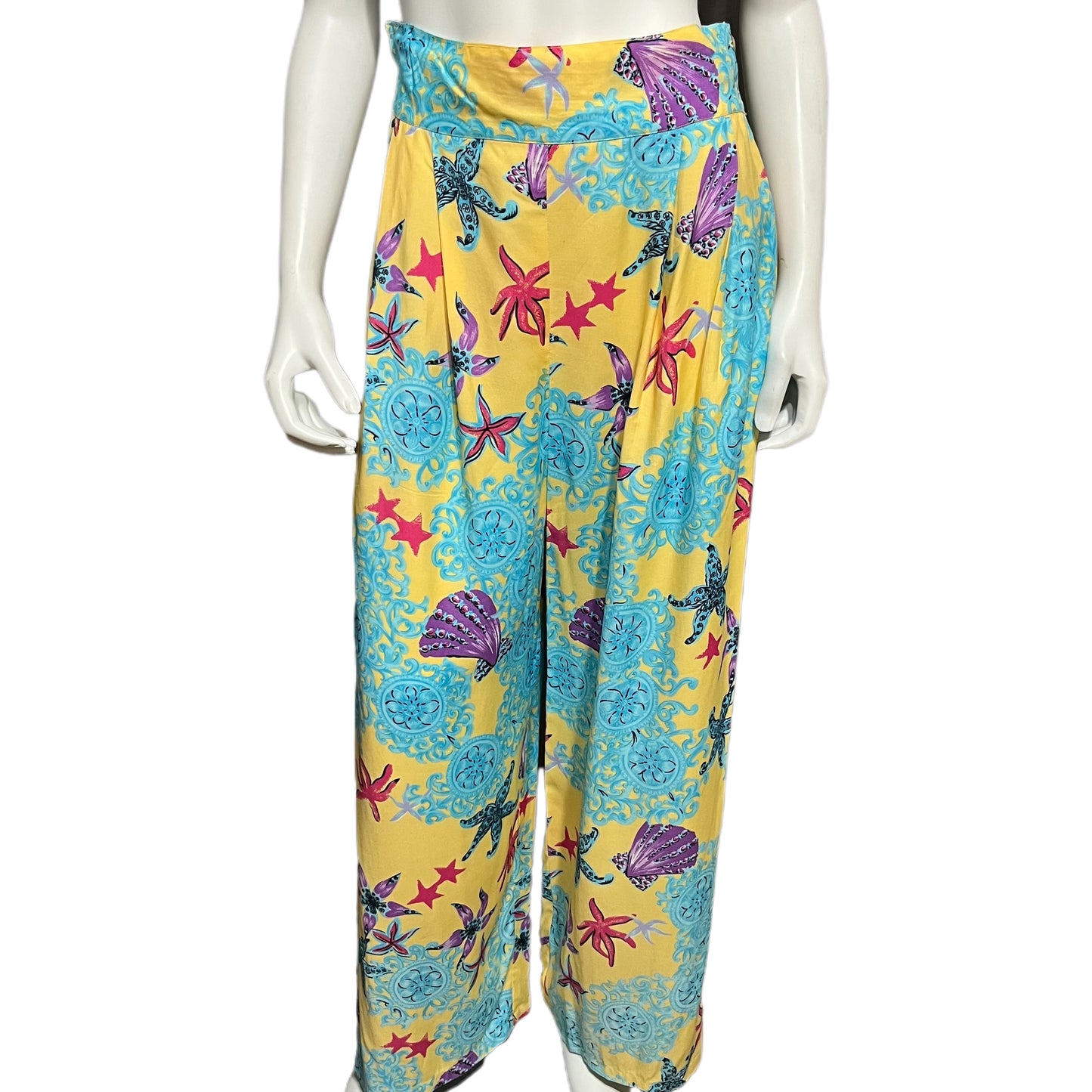 Vintage The Lacosta Spa Yellow With Stars Pants Sz-Large