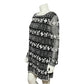 Papell Boutique 100% Silk Black With White Beaded Tunic Top Sz-Large