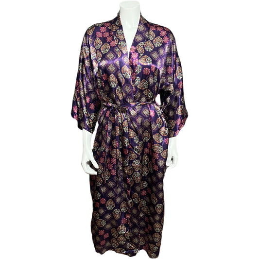 California Dynasty Purple Paisley Robe Sz-Large