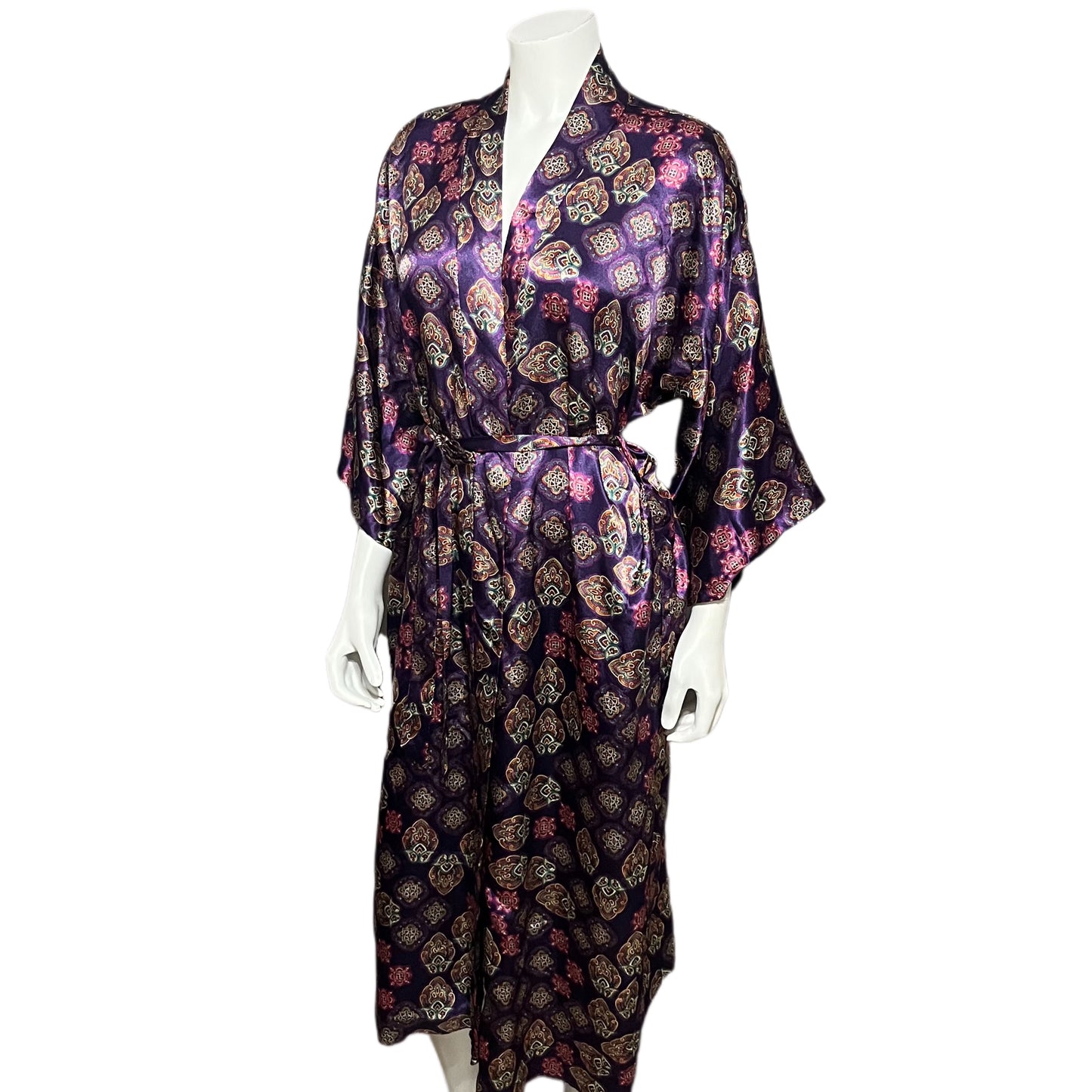 California Dynasty Purple Paisley Robe Sz-Large