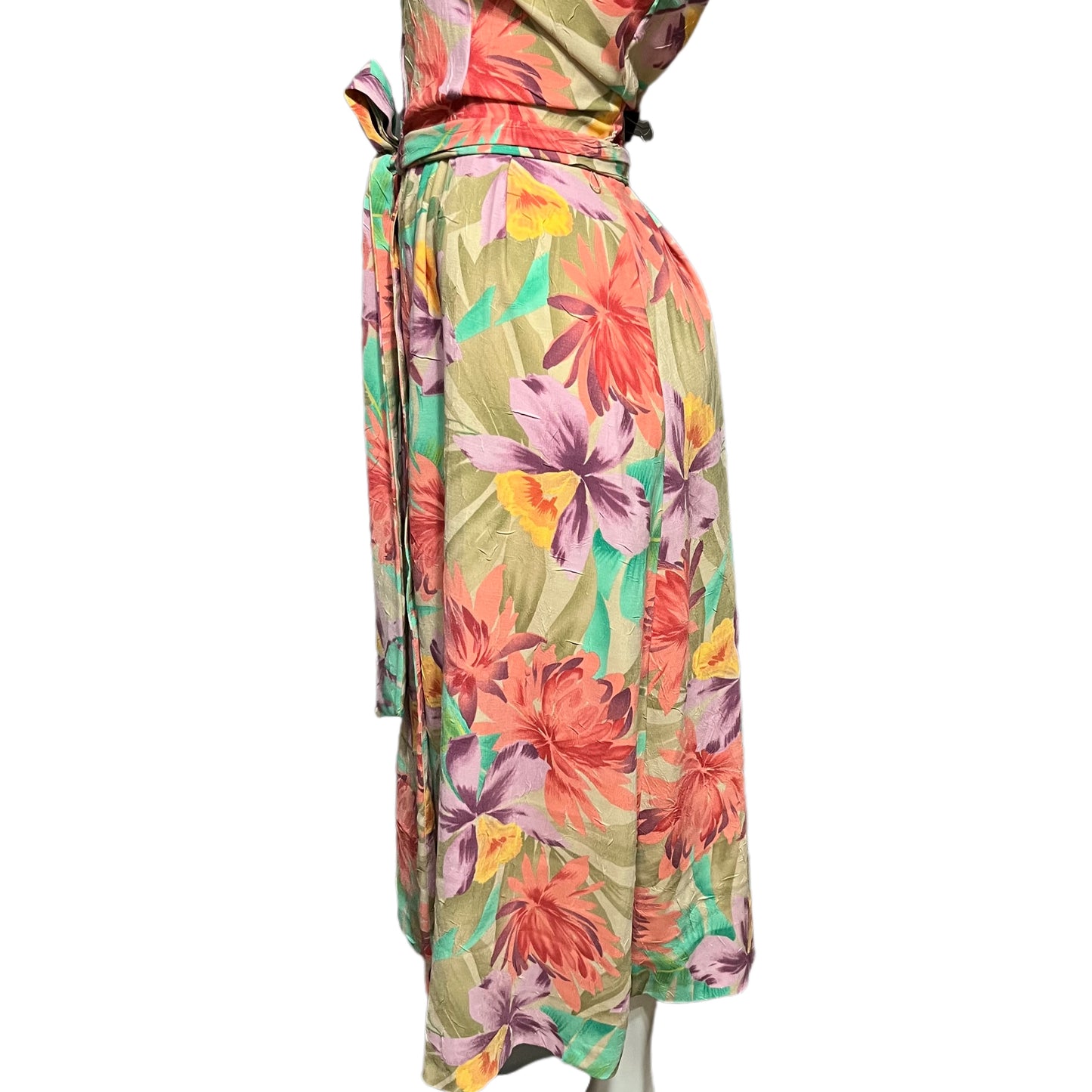 Coldwater Creek Tan Floral Pastel Dress Sz-16P