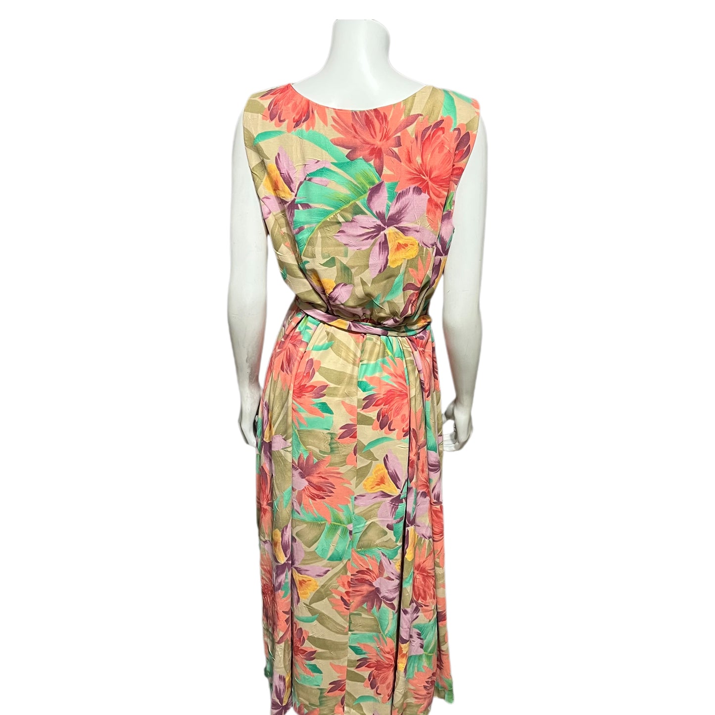 Coldwater Creek Tan Floral Pastel Dress Sz-16P