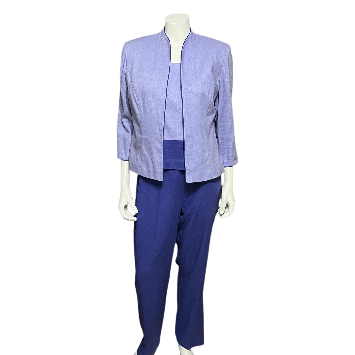 Sag Harbor Purple 3 Pc Linen Pant Set Sz-8