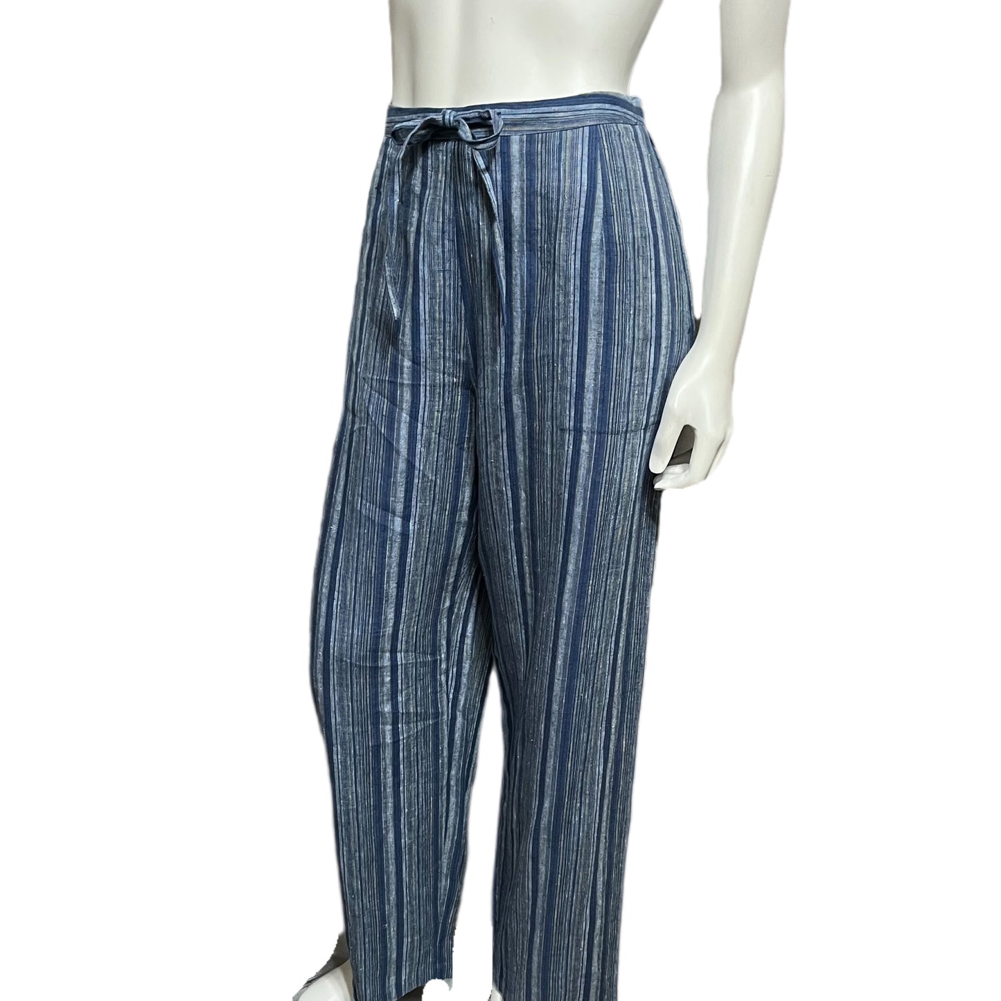 Units Blue 100% Linen Stripe Pants Sz-Large