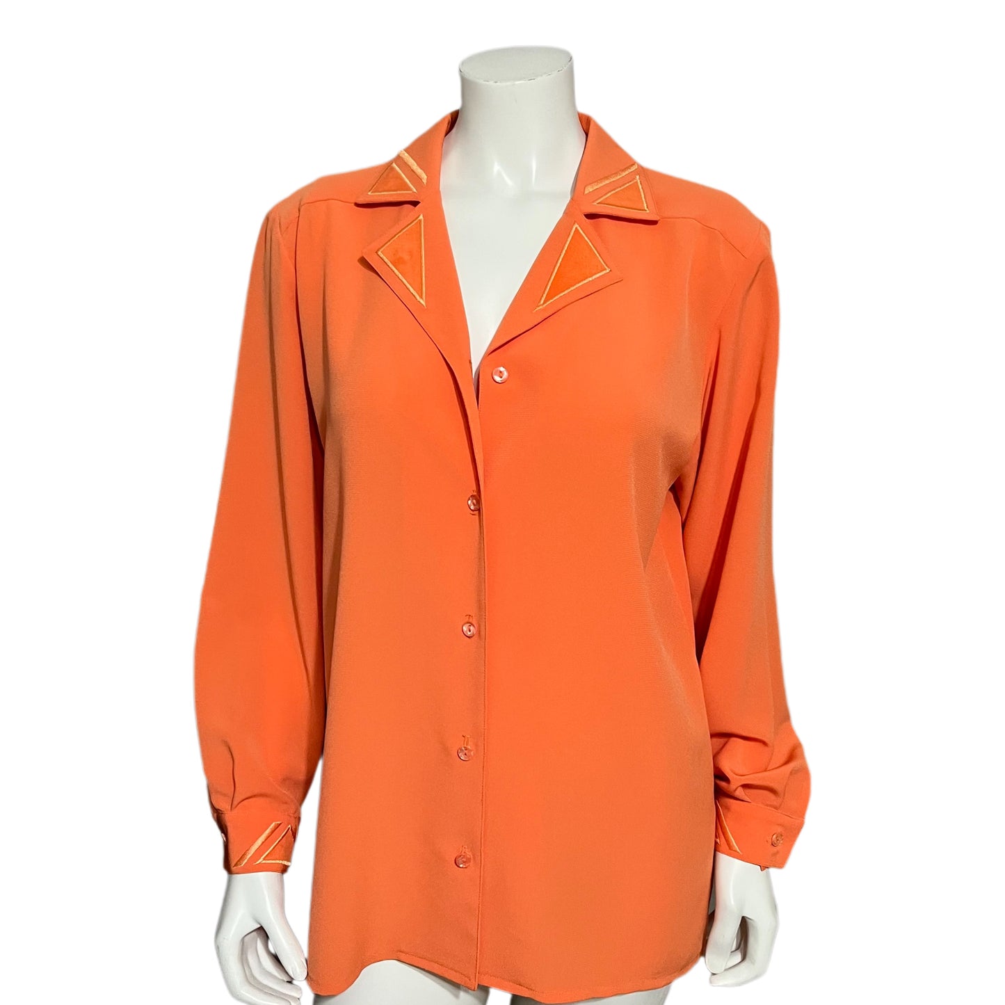 Da Rue Orange Embellished Collar Button Front Shirt Sz-8