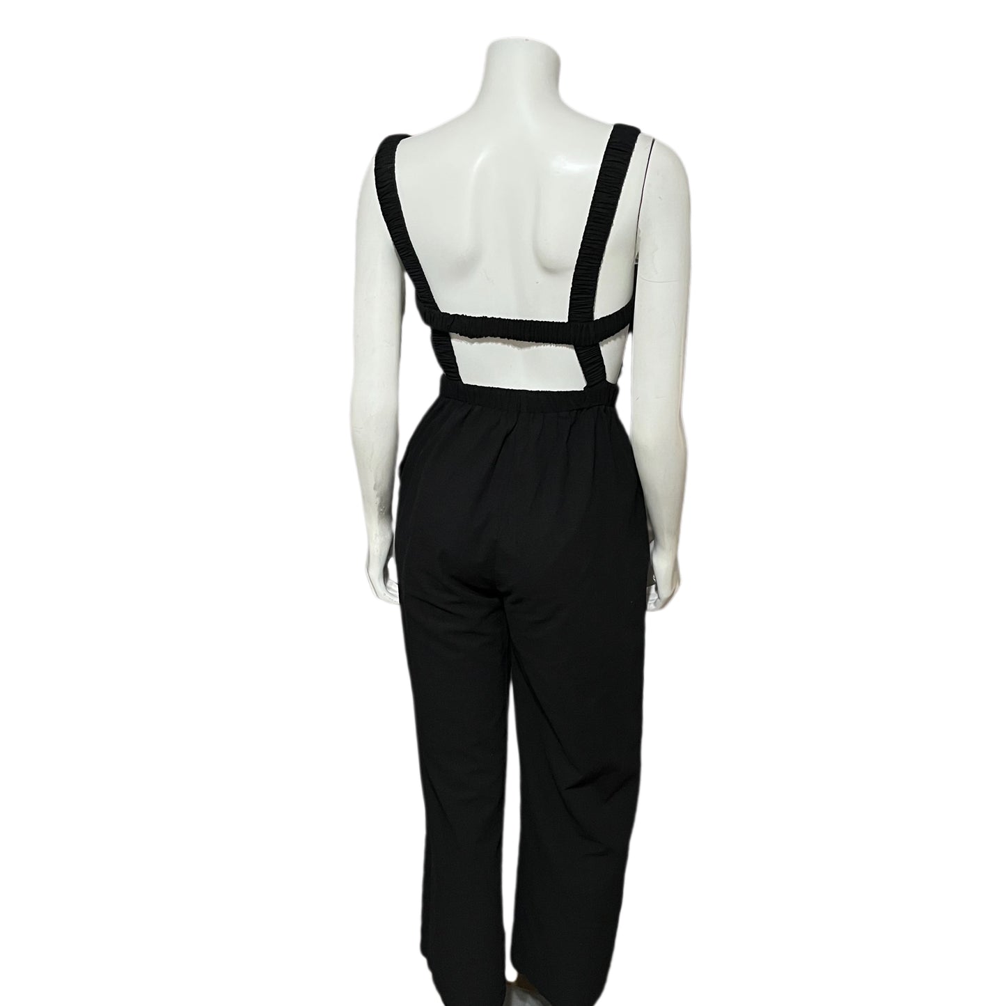 High Botany Black Cotton Cutout Overall Jumpsuit Sz-Small