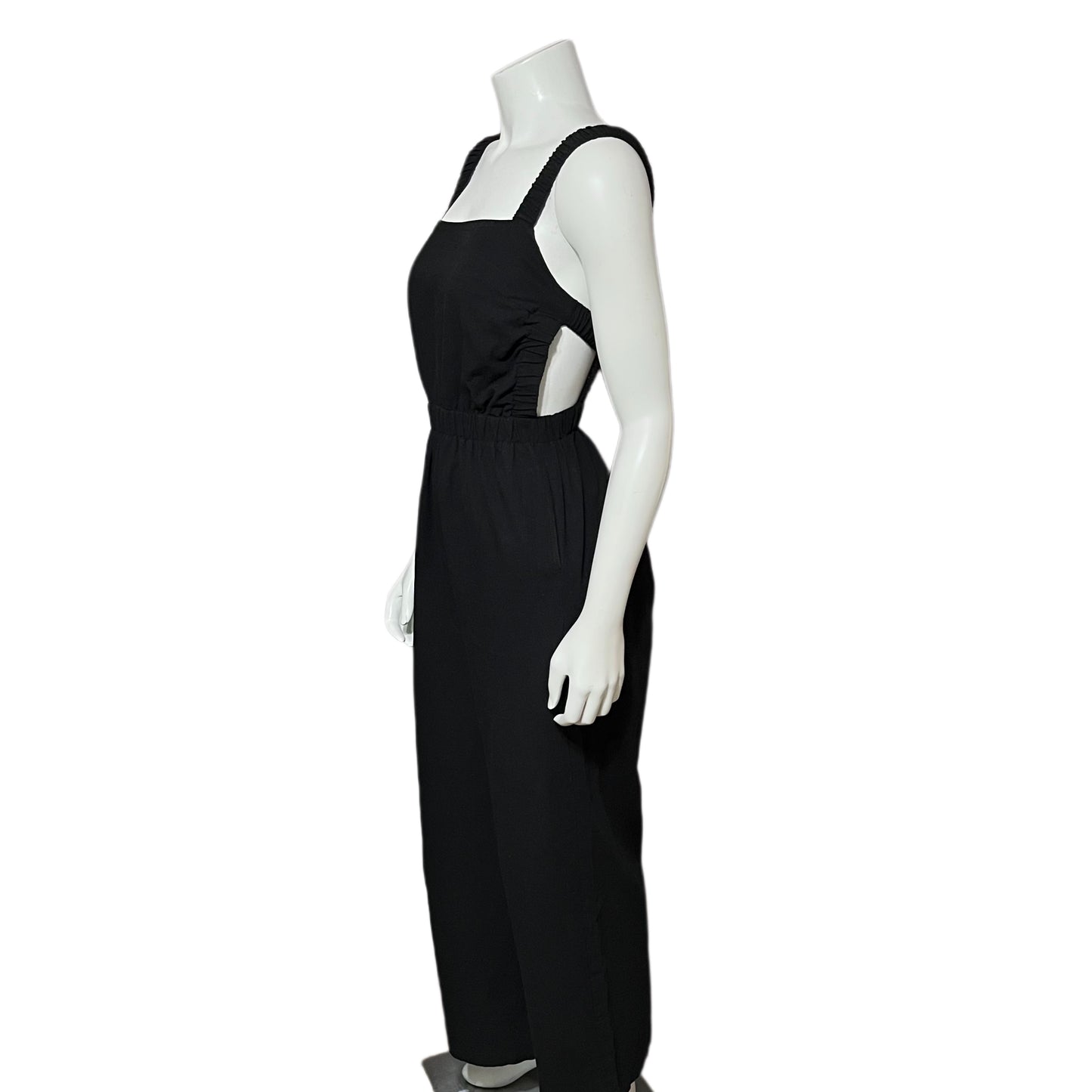 High Botany Black Cotton Cutout Overall Jumpsuit Sz-Small