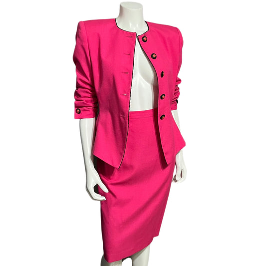 Vintage Kasper Barbiecore  Pink 2 Pc Skirt Suit Set Sz-4