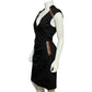 Cache Black Ponte Knit With Gathered Waist Brown Gold Accents Dress Sz-10