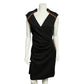 Cache Black Ponte Knit With Gathered Waist Brown Gold Accents Dress Sz-10