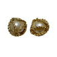 Gold Wrap Textured With Large Pearl Clip On Earrings