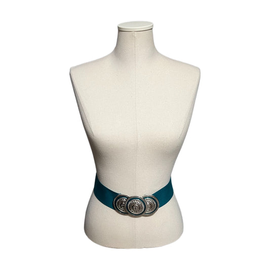 Green With 3 Silver Circle Stretch Belt