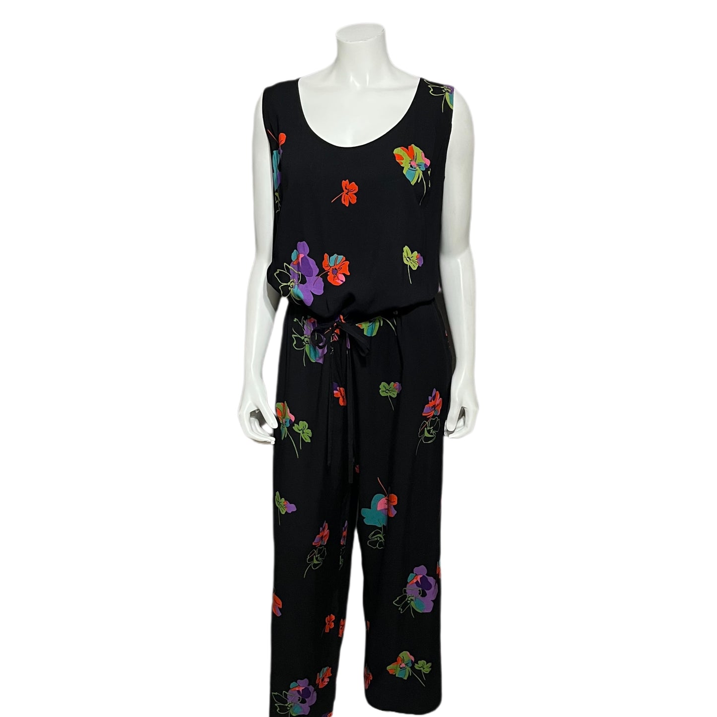 Angels Ribbons Black Floral Print Jumpsuit Sz-12