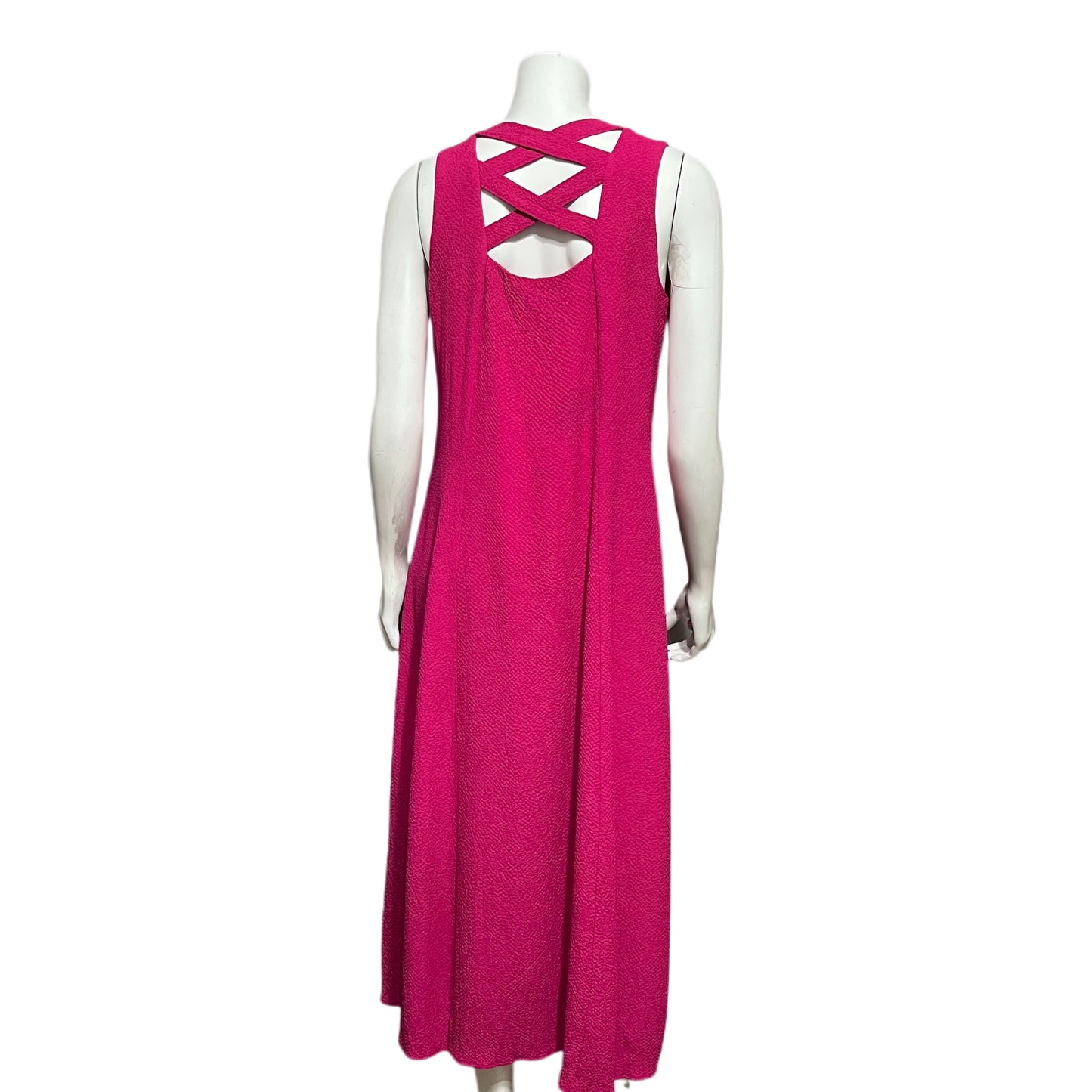 Vintage DJ & Co Fuchsia  Pink Textured Sleeveless Maxi Dress Sz-8