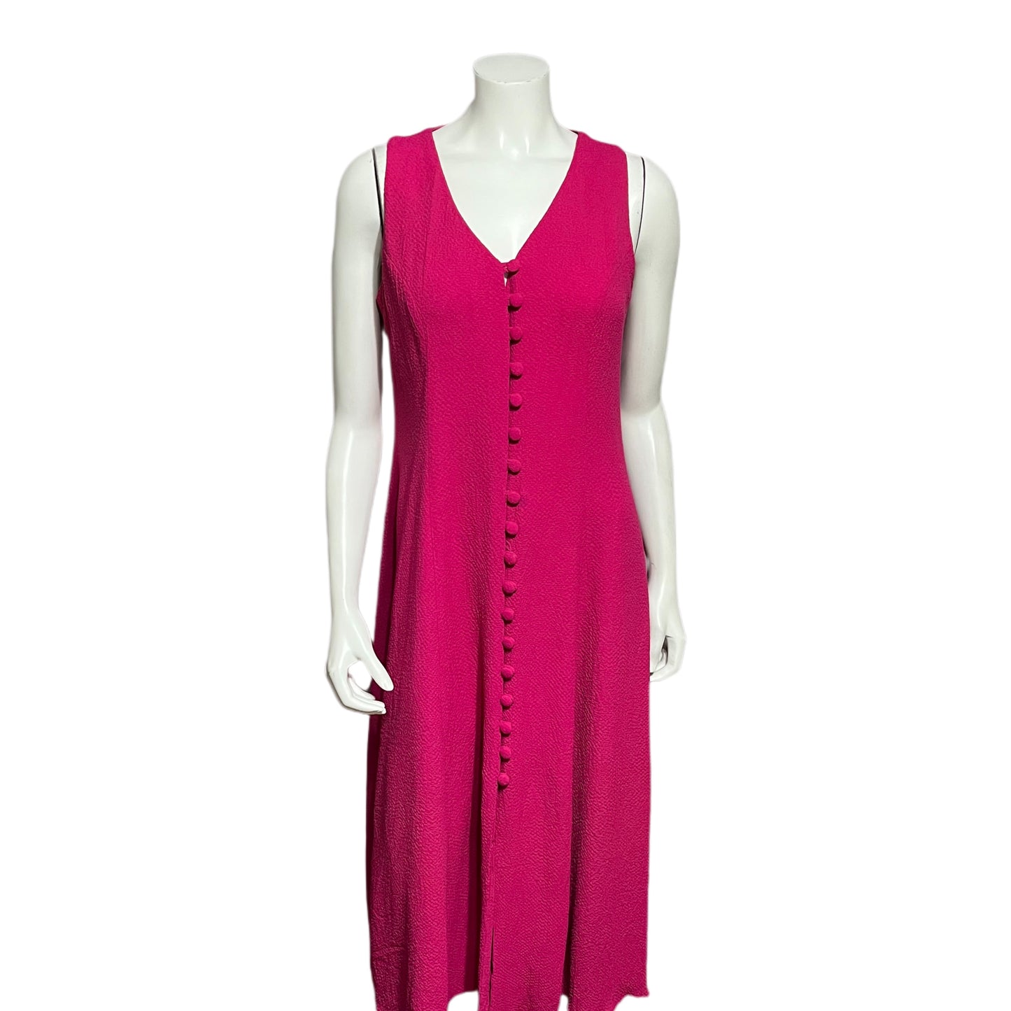 Vintage DJ & Co Fuchsia  Pink Textured Sleeveless Maxi Dress Sz-8