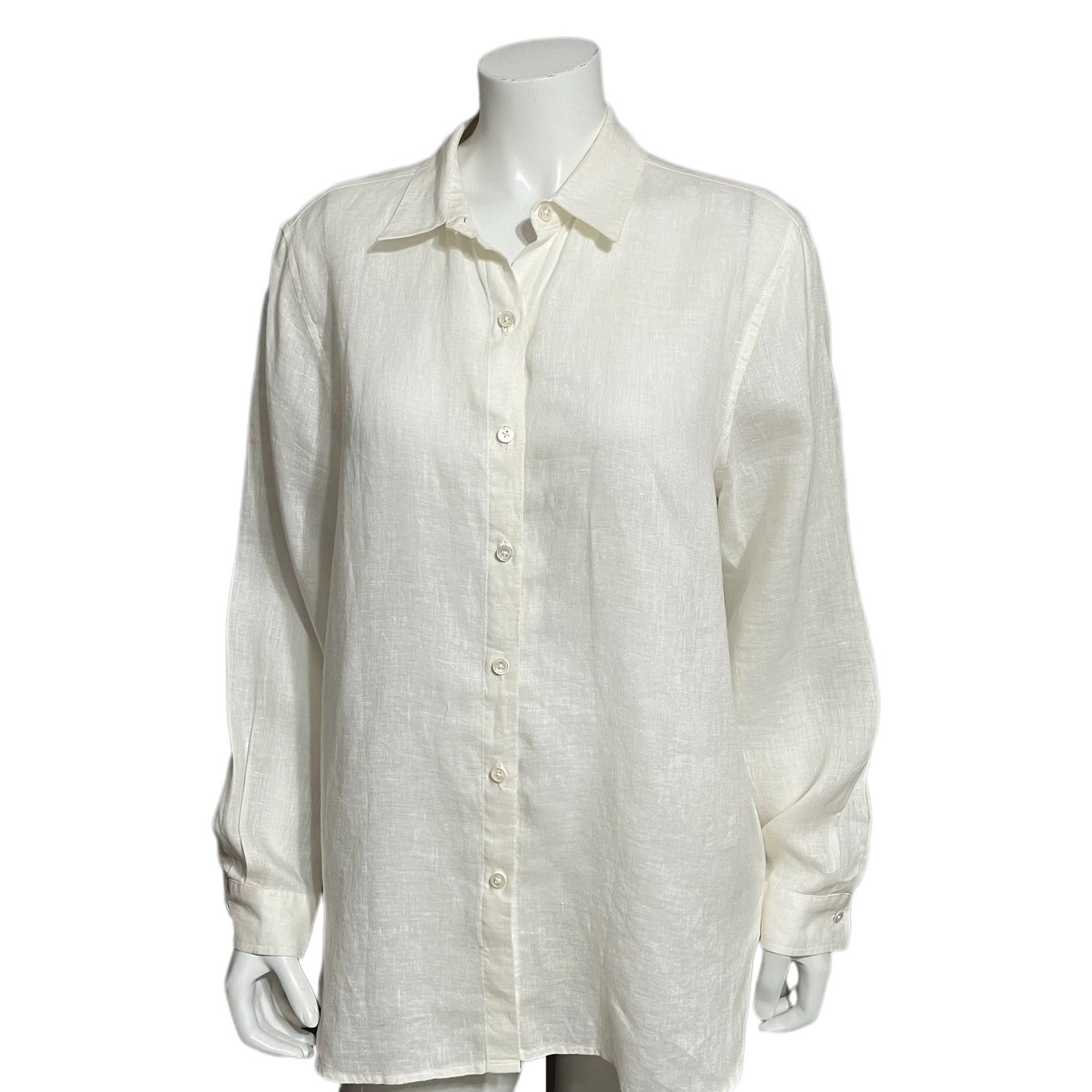 J. Jill White 100% Linen Button Front Top Sz-Medium