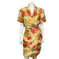 Vintage Barrie Pace 100% Pure Silk Hawaiian Floral Faux Wrap Dress Sz-14