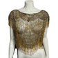 Vintage Overlay Gold Sequin Beaded Lightweight Cape Top One Size