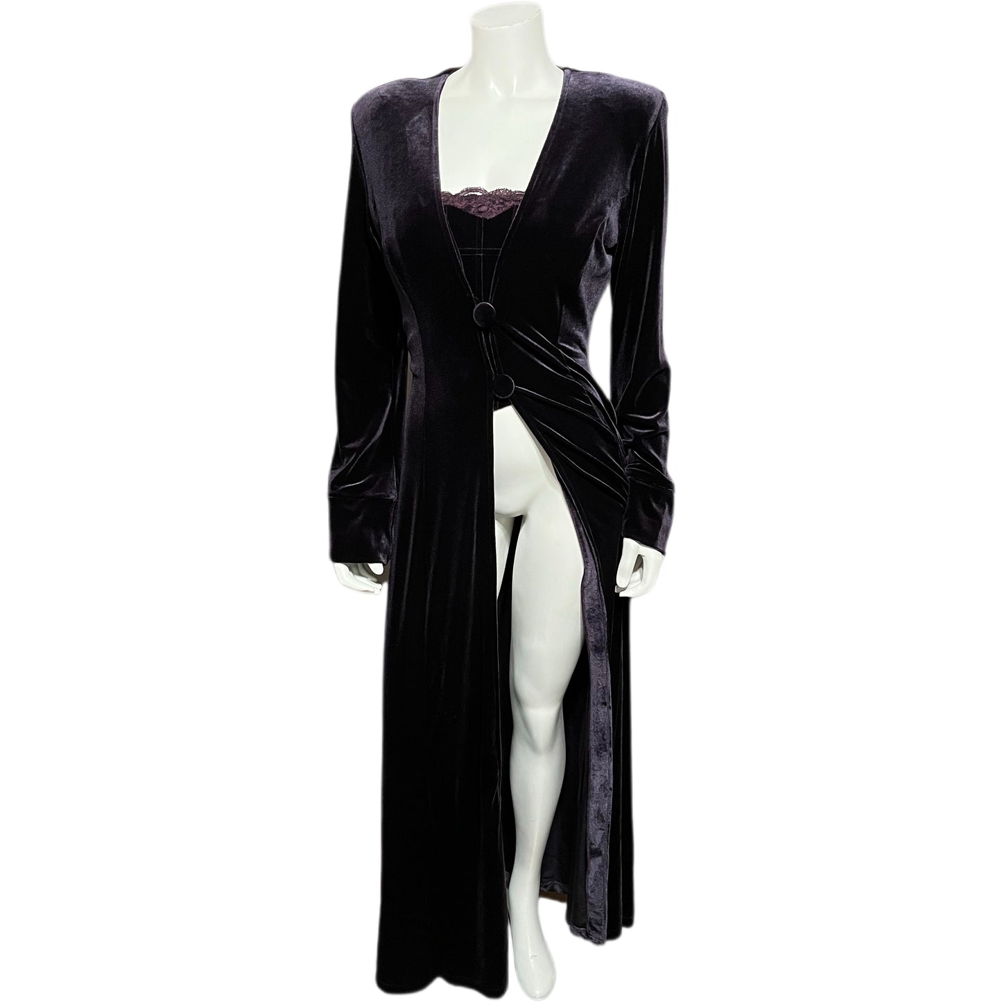 Casadei Purple 2 pc Velvet Corset & Duster Set Sz-Medium