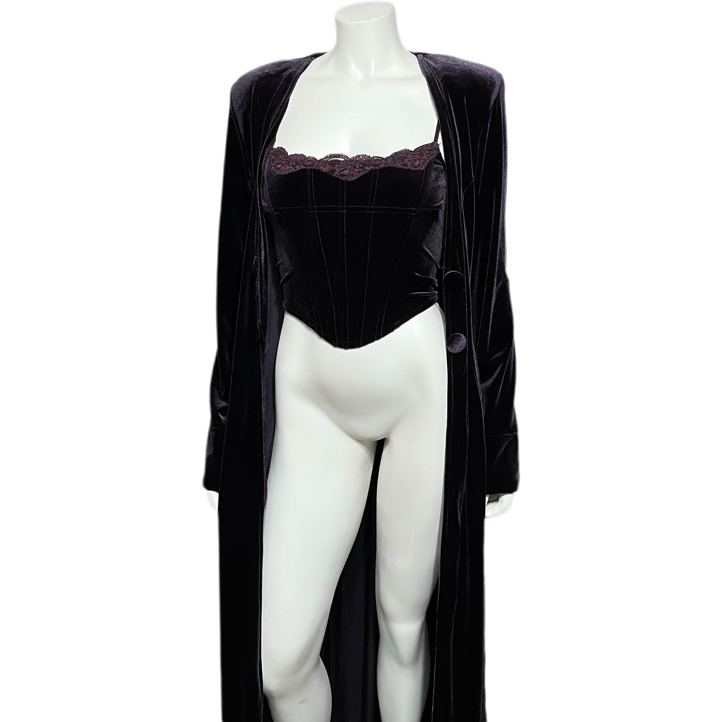 Casadei Purple 2 pc Velvet Corset & Duster Set Sz-Medium