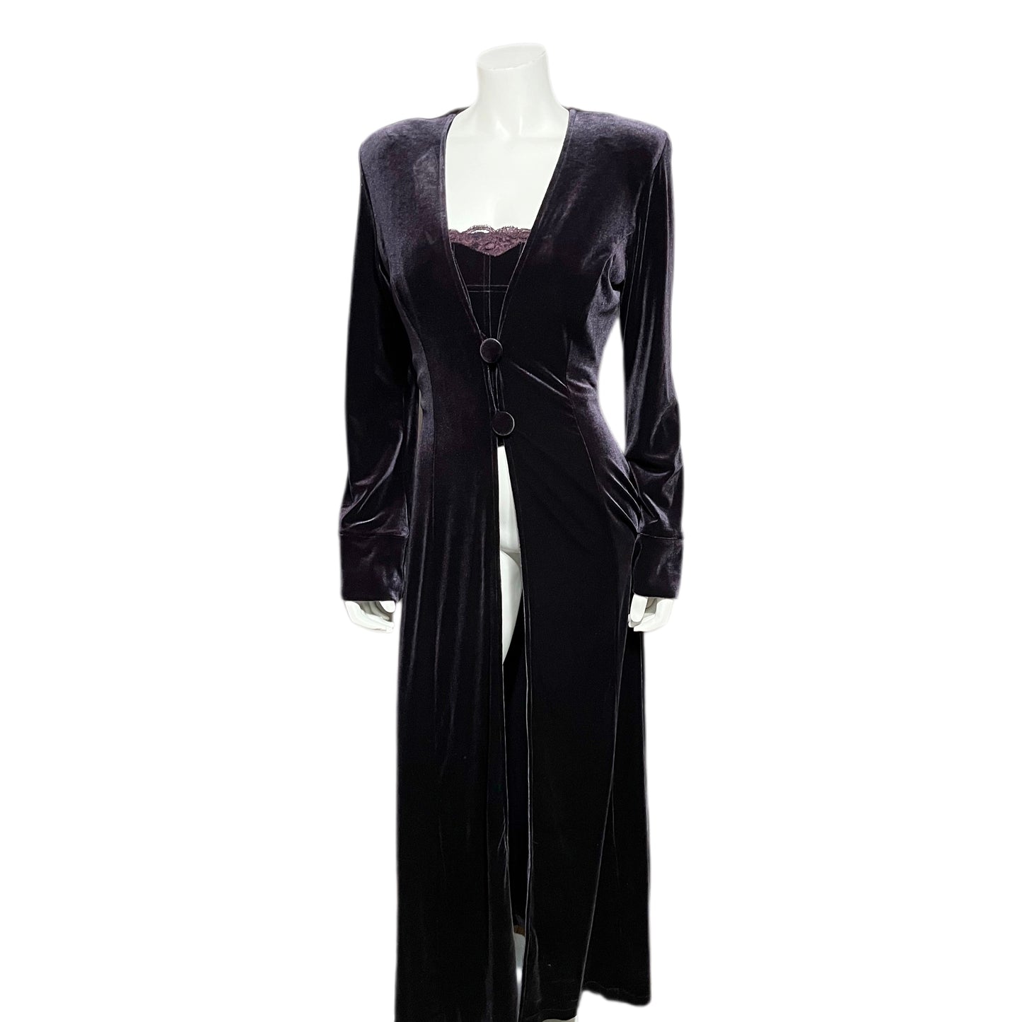 Casadei Purple 2 pc Velvet Corset & Duster Set Sz-Medium