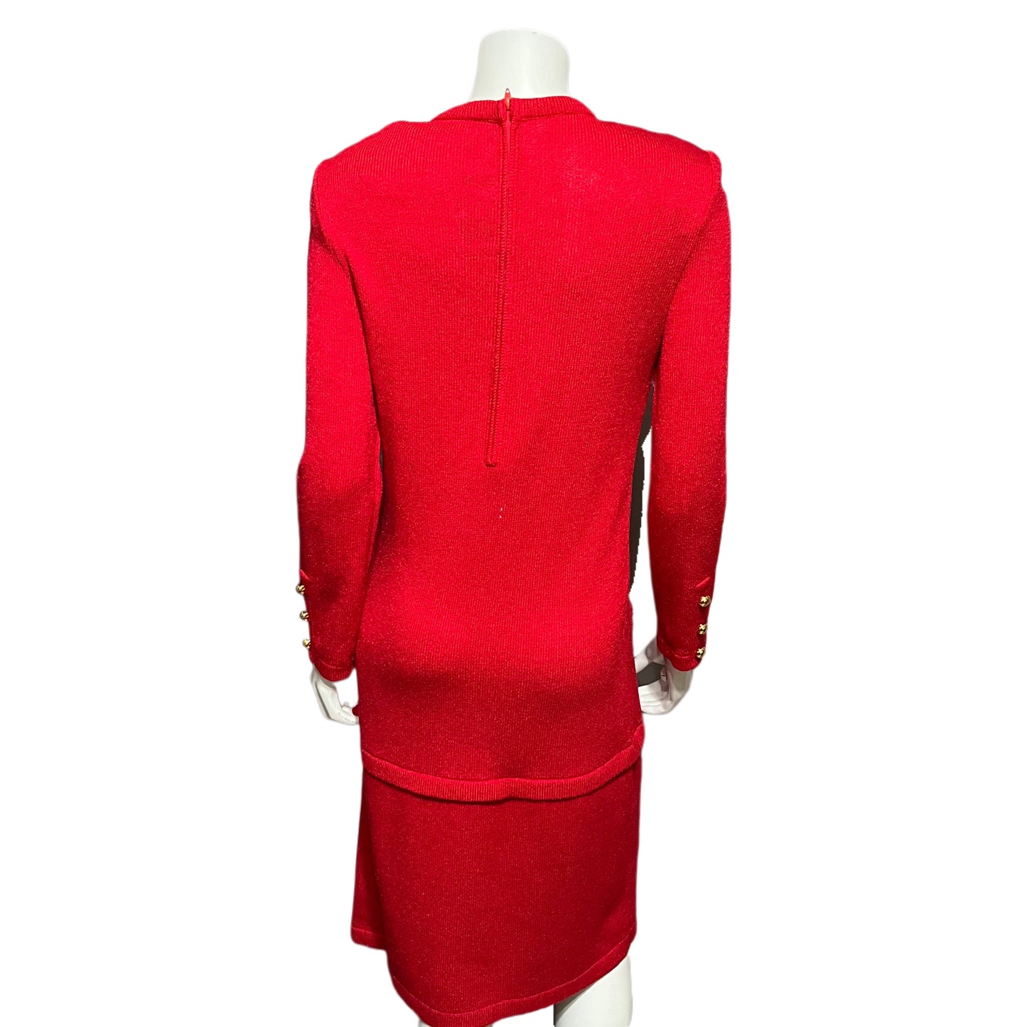 Vintage Castleberry Red Knit Long Sleeve Dress Sz-8