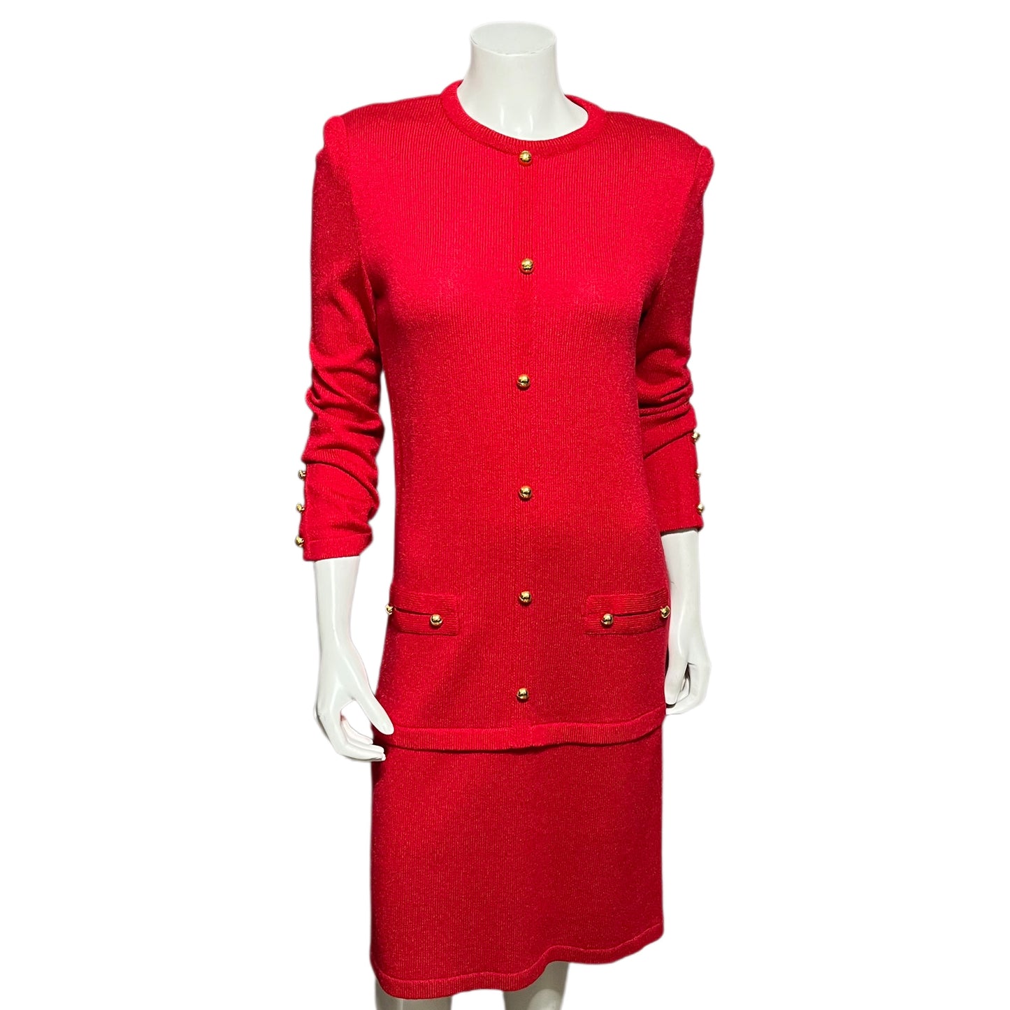 Vintage Castleberry Red Knit Long Sleeve Dress Sz-8