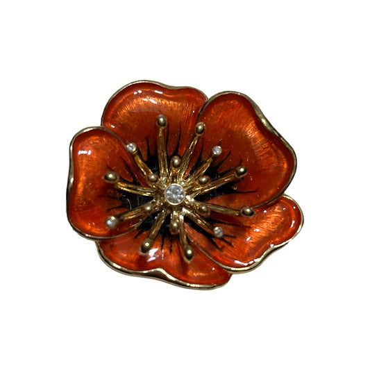 Orange with Gold Trim Flower Brooch