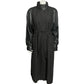 Custom Genuine Leather Sleeve Black Trench Jacket Sz-14