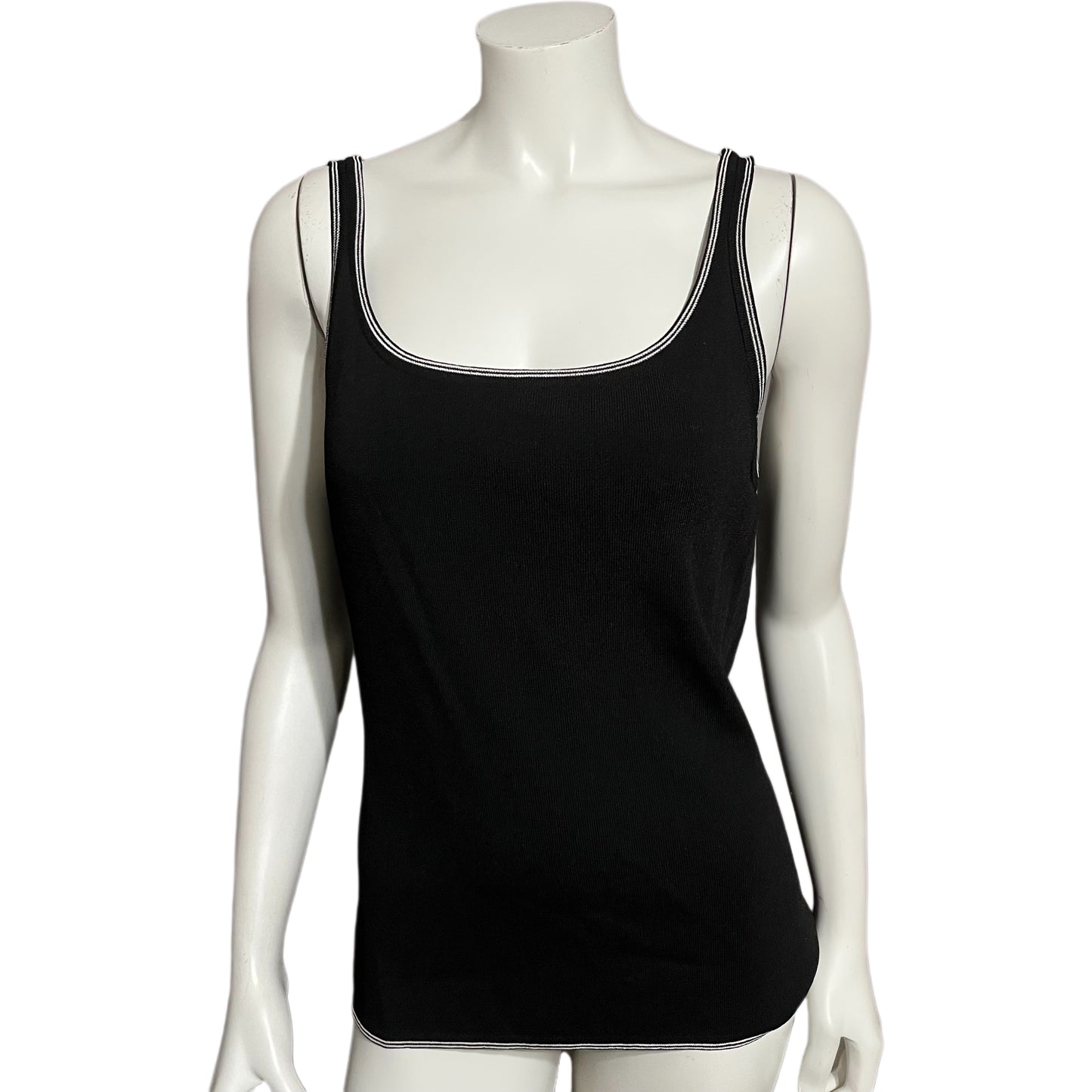 Chicos Black With White Trim Tank Top Stretch Sz-2