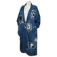 Custom Made Letterman Denim Duster Jacket Sz-XXL