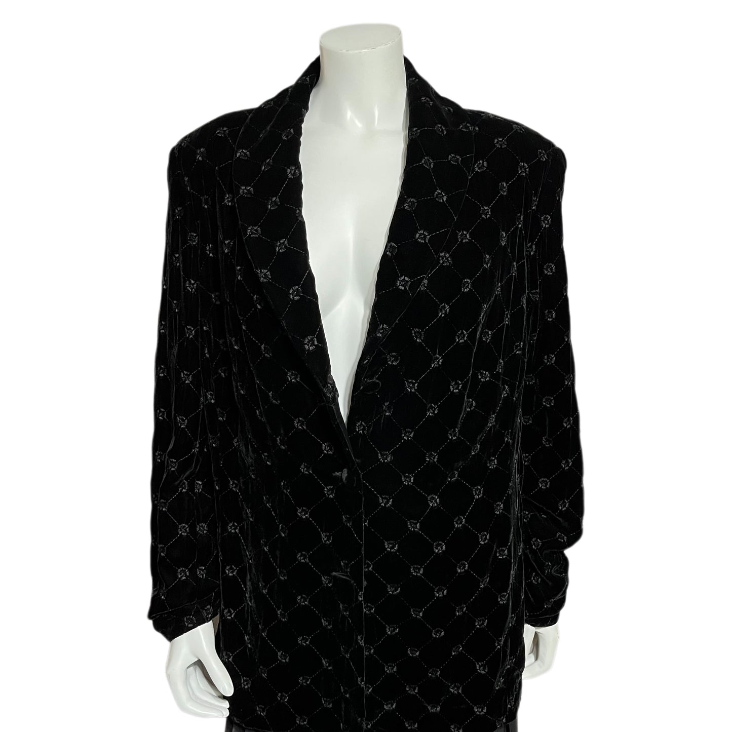 August Max Women Black Velour Silk Blend Blazer Sz-16W