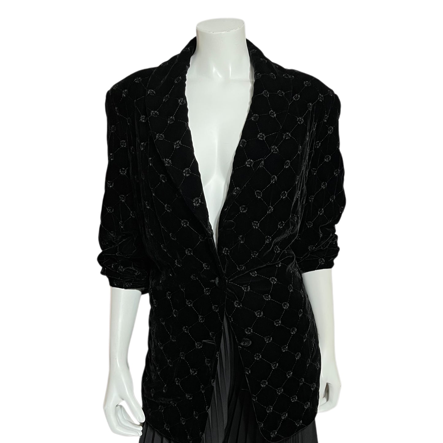 August Max Women Black Velour Silk Blend Blazer Sz-16W